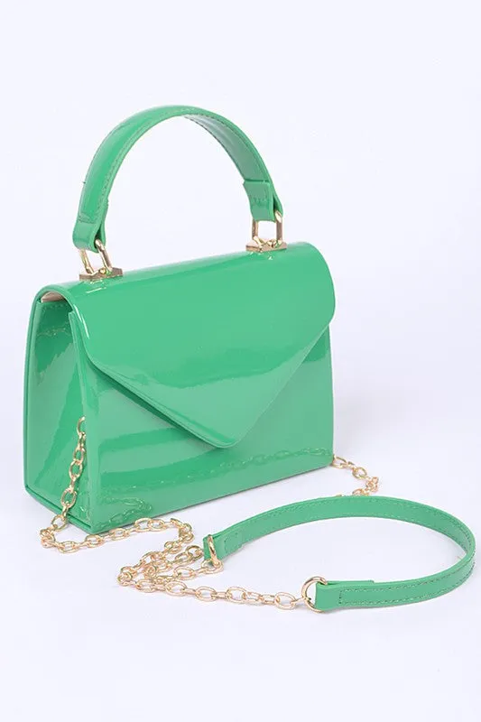 Patent Leather Top Handle Swing Bag