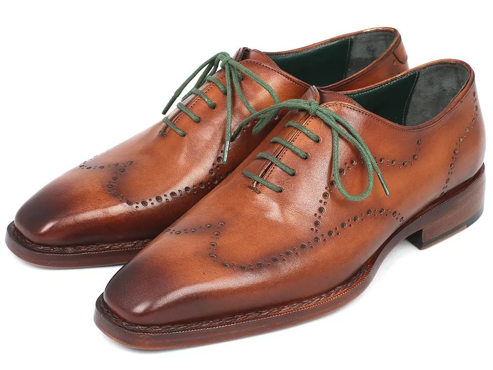Paul Parkman Men's Goodyear Welted Wingtip Oxfords in Camel Brown