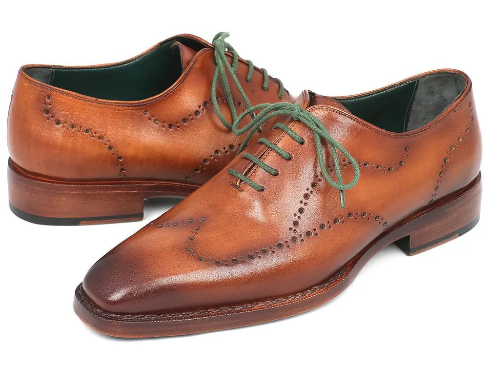 Paul Parkman Men's Goodyear Welted Wingtip Oxfords in Camel Brown