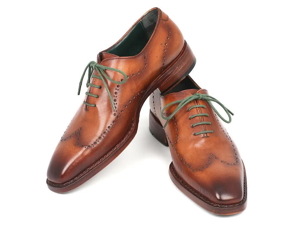 Paul Parkman Men's Goodyear Welted Wingtip Oxfords in Camel Brown