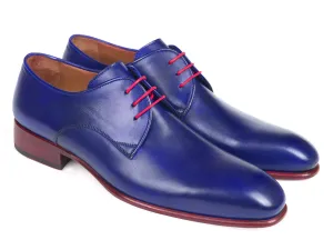 Paul Parkman Men's Hand-Painted Derby Shoes in Blue