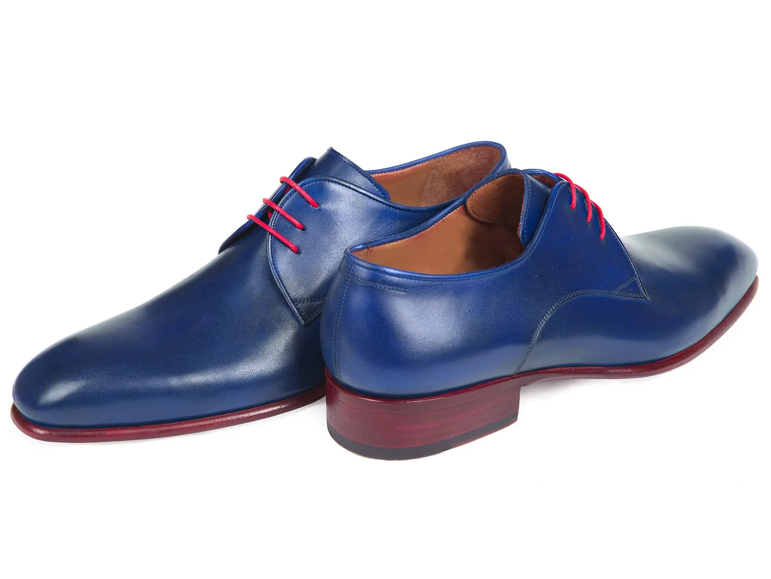 Paul Parkman Men's Hand-Painted Derby Shoes in Blue