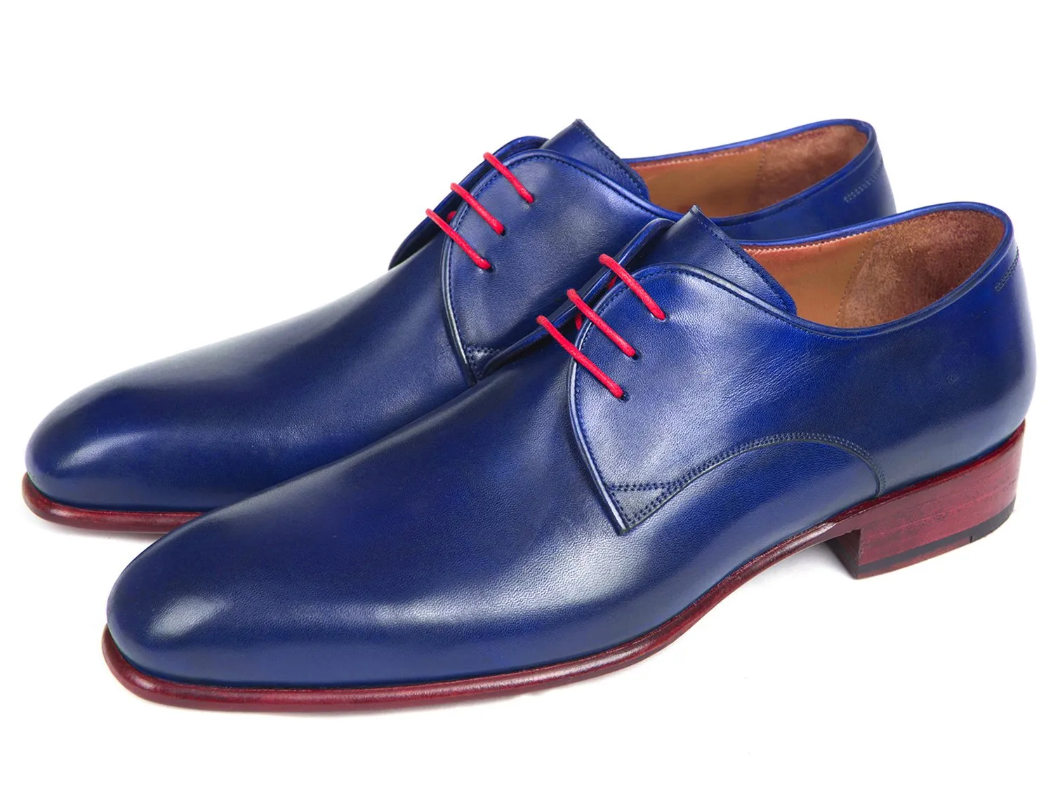 Paul Parkman Men's Hand-Painted Derby Shoes in Blue