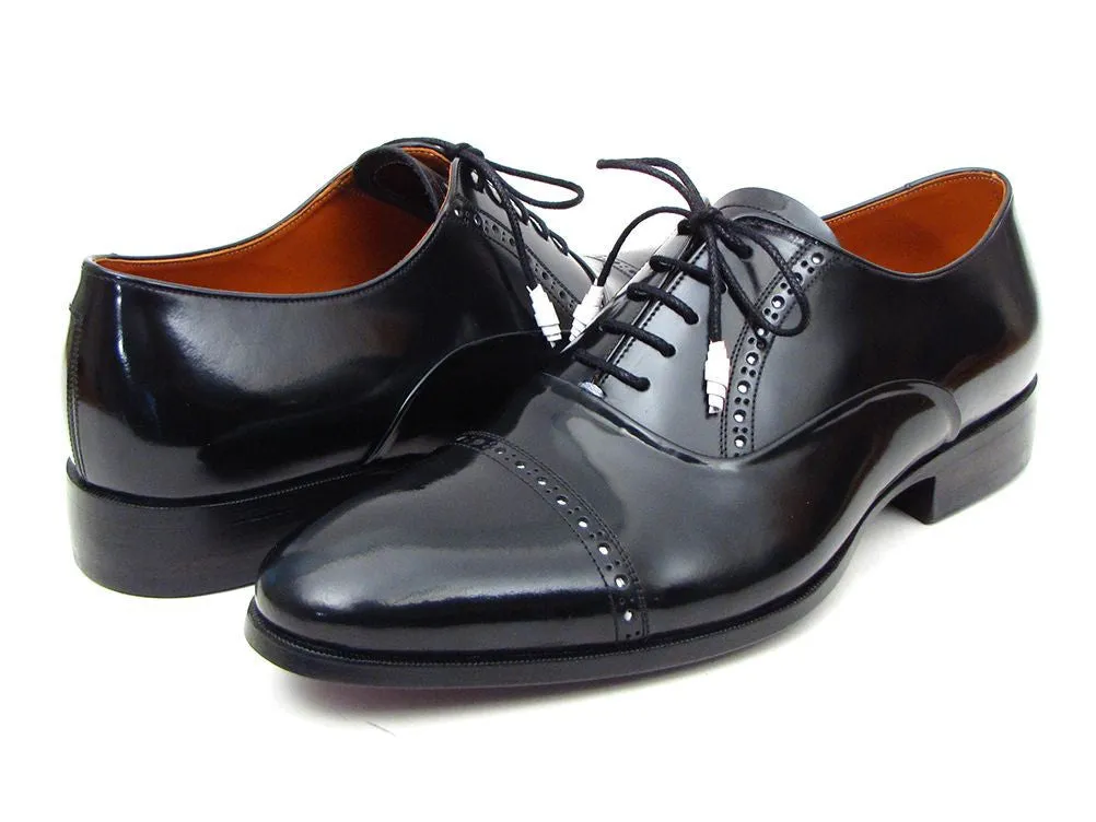 Paul Parkman Men's Hand-Painted Leather Captoe Oxfords in Black