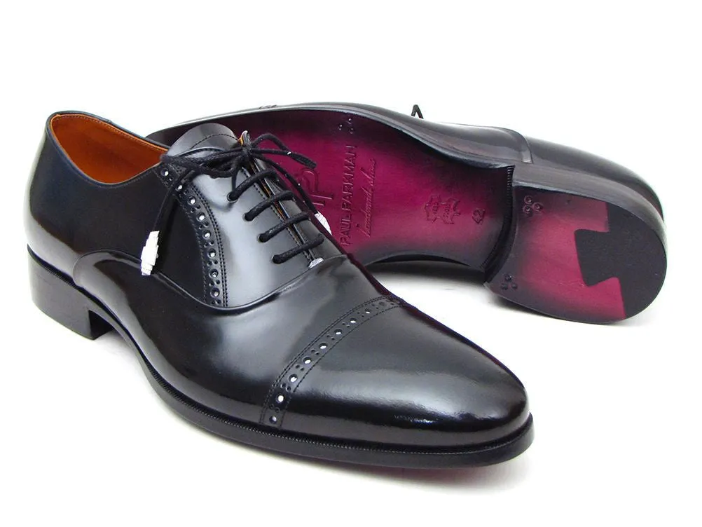Paul Parkman Men's Hand-Painted Leather Captoe Oxfords in Black