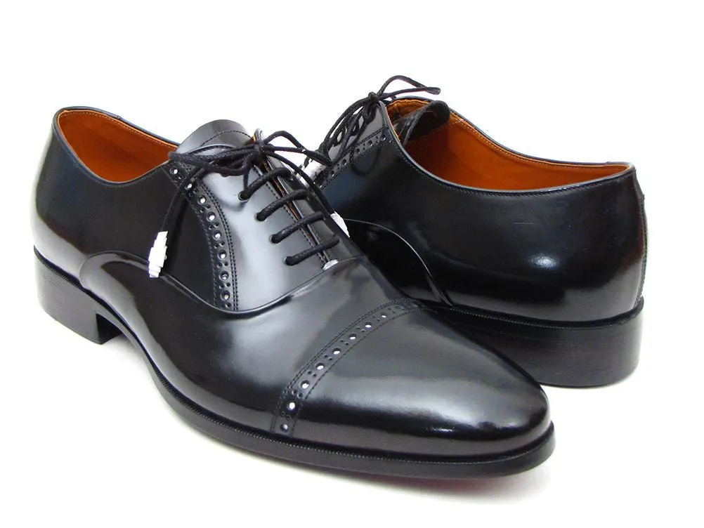 Paul Parkman Men's Hand-Painted Leather Captoe Oxfords in Black
