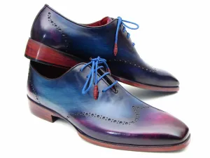 Paul Parkman Men's Hand-Painted Leather Wingtip Oxfords in Blue & Purple