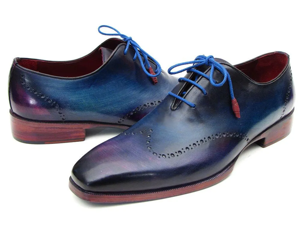 Paul Parkman Men's Hand-Painted Leather Wingtip Oxfords in Blue & Purple
