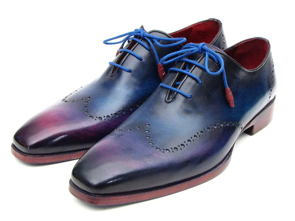 Paul Parkman Men's Hand-Painted Leather Wingtip Oxfords in Blue & Purple