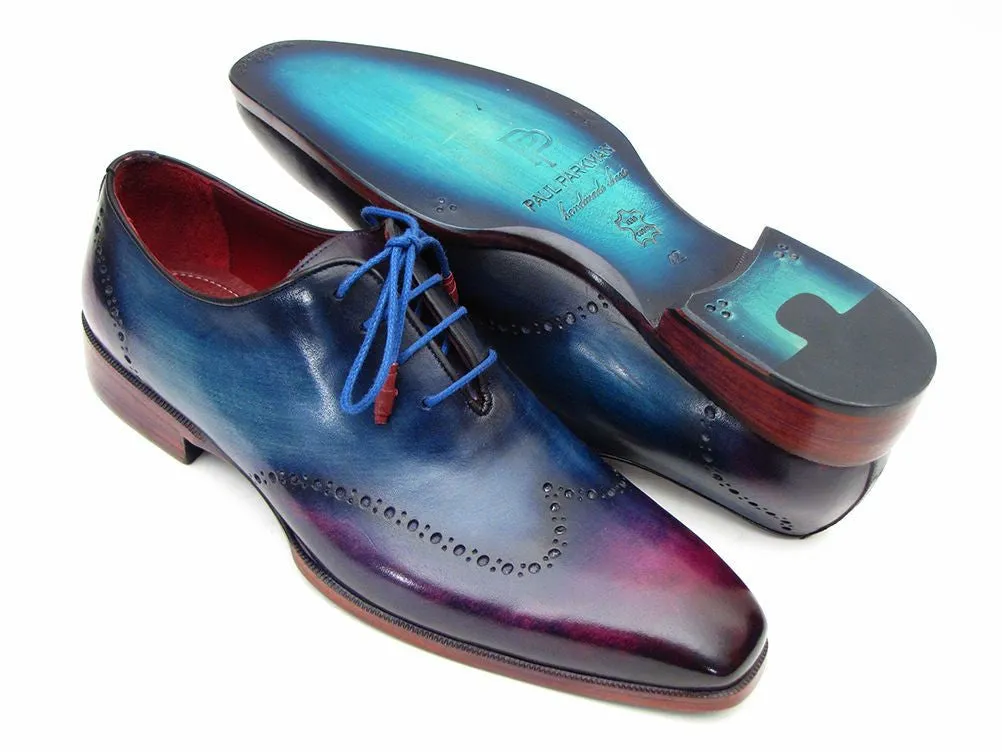 Paul Parkman Men's Hand-Painted Leather Wingtip Oxfords in Blue & Purple