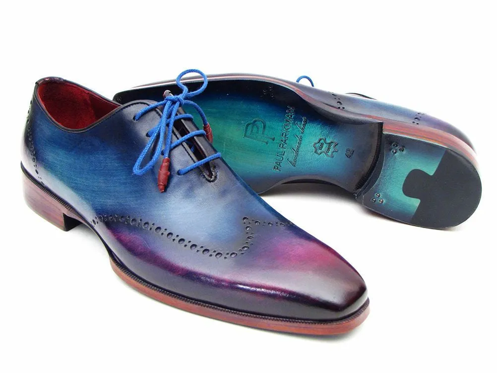 Paul Parkman Men's Hand-Painted Leather Wingtip Oxfords in Blue & Purple