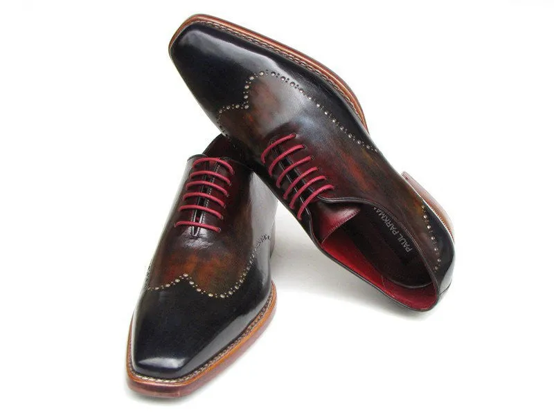 Paul Parkman Men's Hand-Painted Leather Wingtip Oxfords in Navy, Red & Black