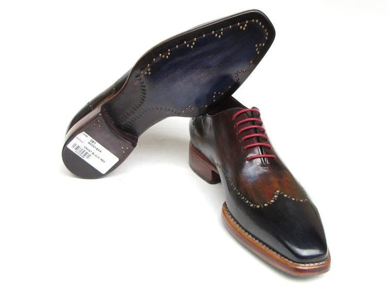 Paul Parkman Men's Hand-Painted Leather Wingtip Oxfords in Navy, Red & Black