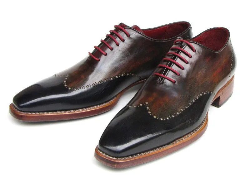 Paul Parkman Men's Hand-Painted Leather Wingtip Oxfords in Navy, Red & Black