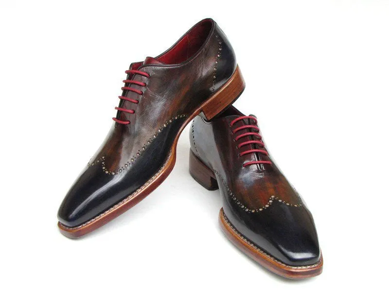 Paul Parkman Men's Hand-Painted Leather Wingtip Oxfords in Navy, Red & Black