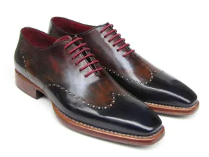 Paul Parkman Men's Hand-Painted Leather Wingtip Oxfords in Navy, Red & Black
