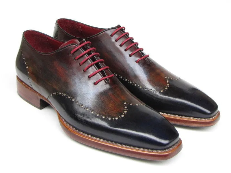 Paul Parkman Men's Hand-Painted Leather Wingtip Oxfords in Navy, Red & Black