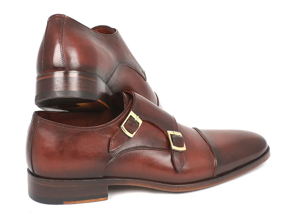 Paul Parkman Men's Leather Double Monkstraps in Brown