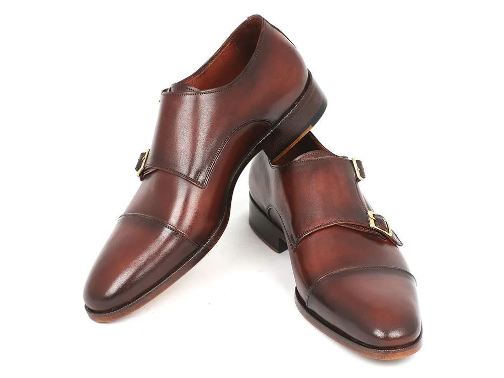 Paul Parkman Men's Leather Double Monkstraps in Brown