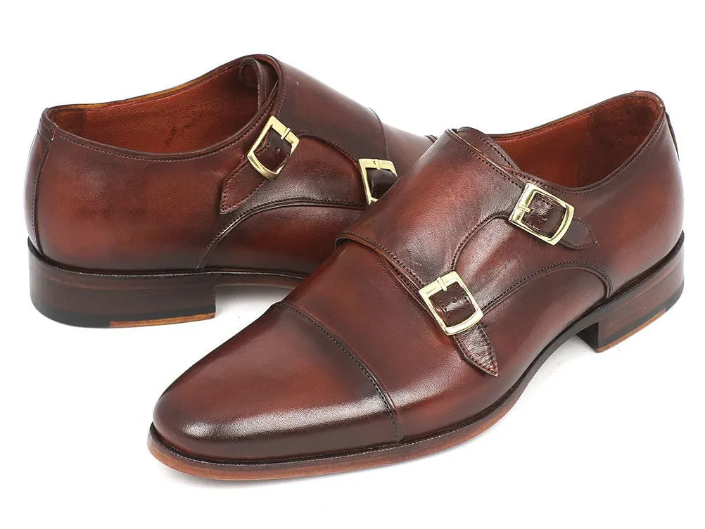 Paul Parkman Men's Leather Double Monkstraps in Brown