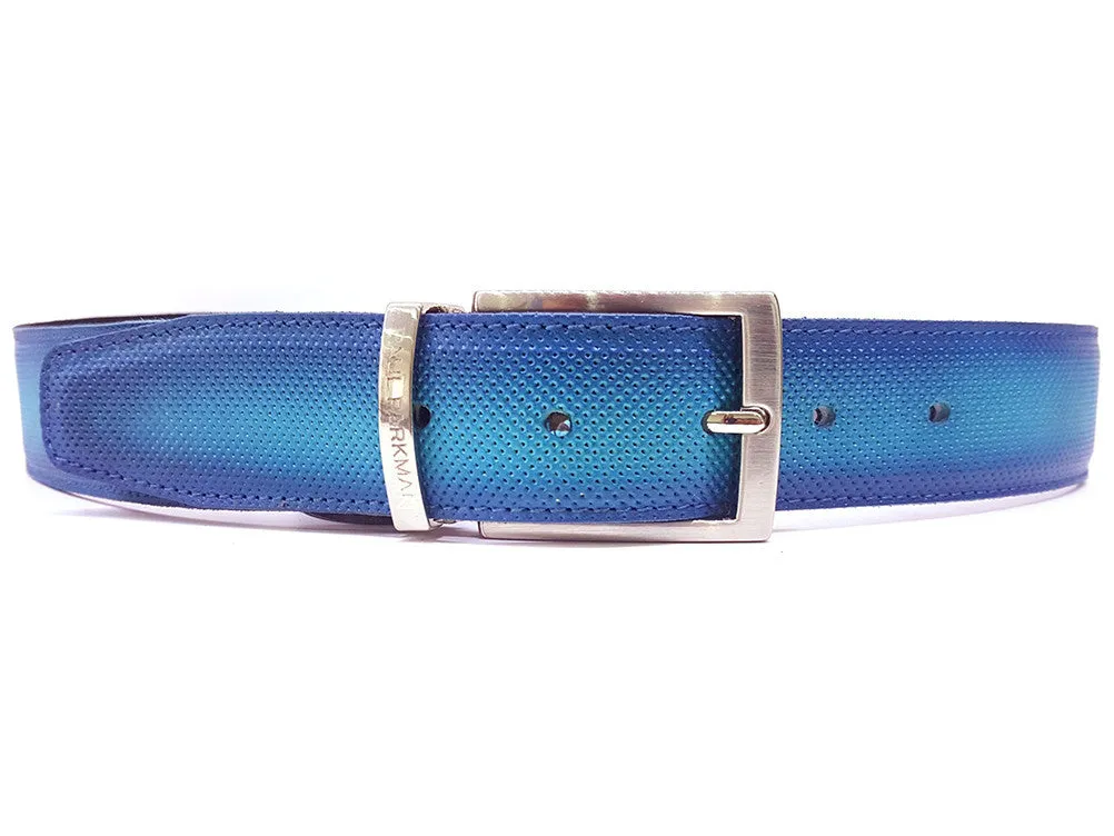 Paul Parkman Men's Perforated Leather Belt in Turquoise