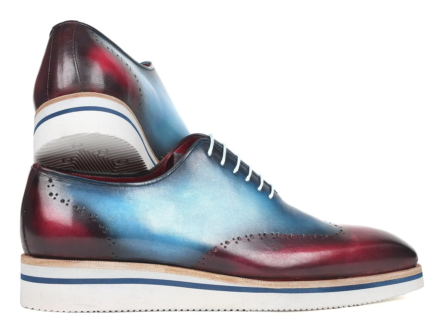 Paul Parkman Men's Smart Casual Wingtip Oxfords in Blue & Purple