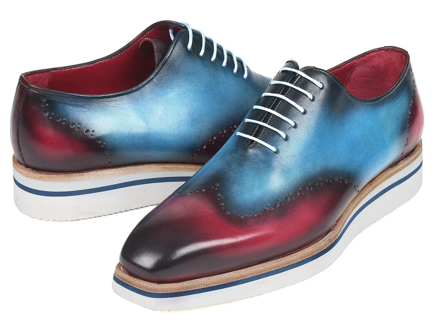 Paul Parkman Men's Smart Casual Wingtip Oxfords in Blue & Purple