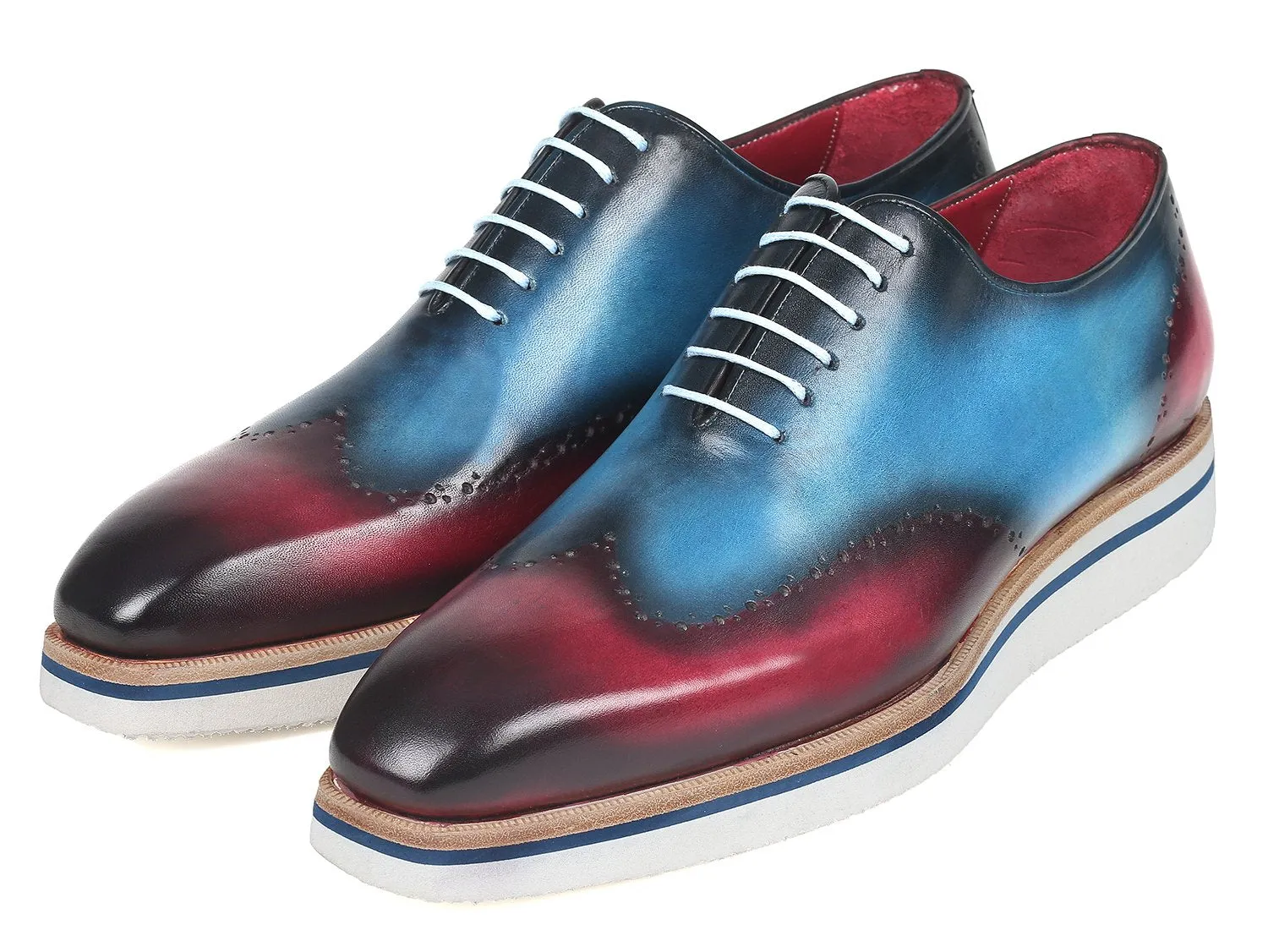 Paul Parkman Men's Smart Casual Wingtip Oxfords in Blue & Purple