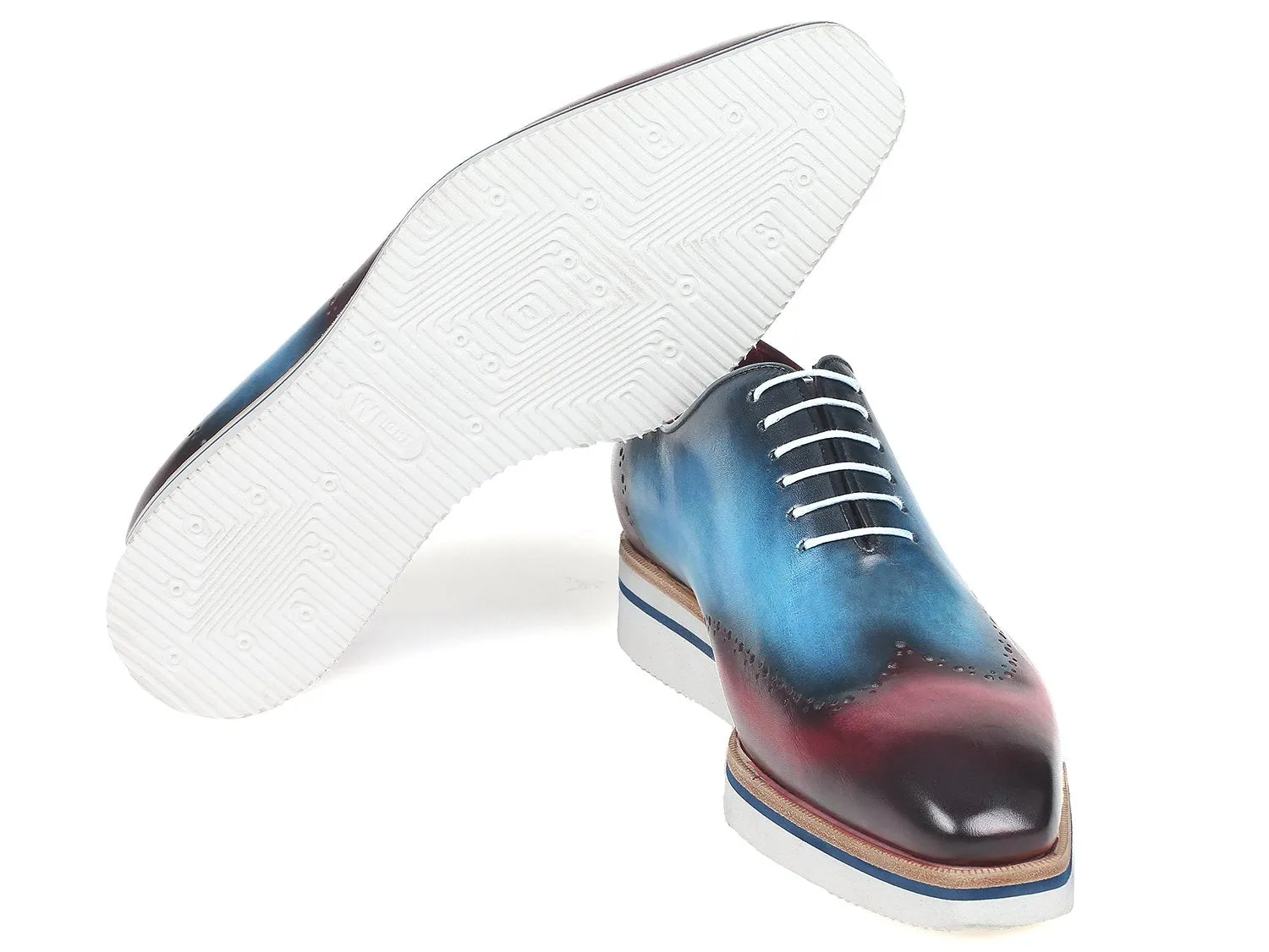 Paul Parkman Men's Smart Casual Wingtip Oxfords in Blue & Purple
