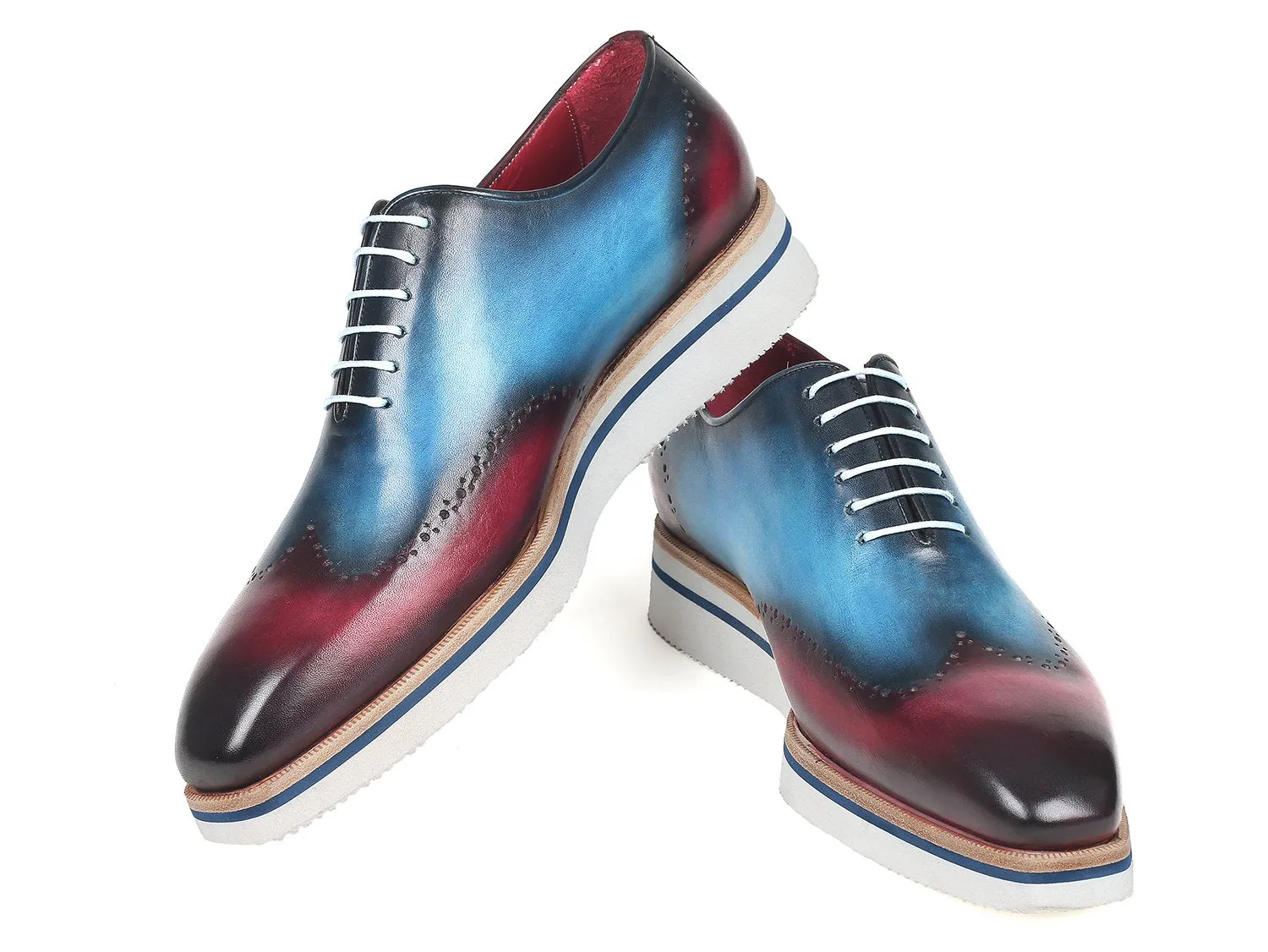 Paul Parkman Men's Smart Casual Wingtip Oxfords in Blue & Purple
