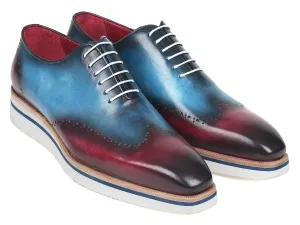Paul Parkman Men's Smart Casual Wingtip Oxfords in Blue & Purple