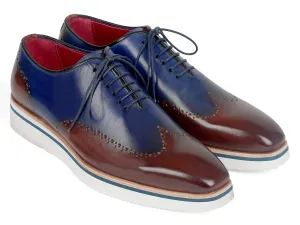 Paul Parkman Men's Smart Casual Wingtip Oxfords in Brown & Blue