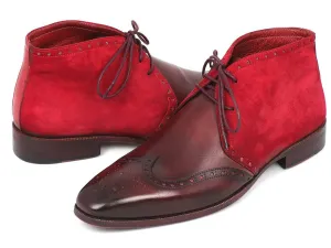 Paul Parkman Men's Suede & Leather Chukka Boots in Bordeaux