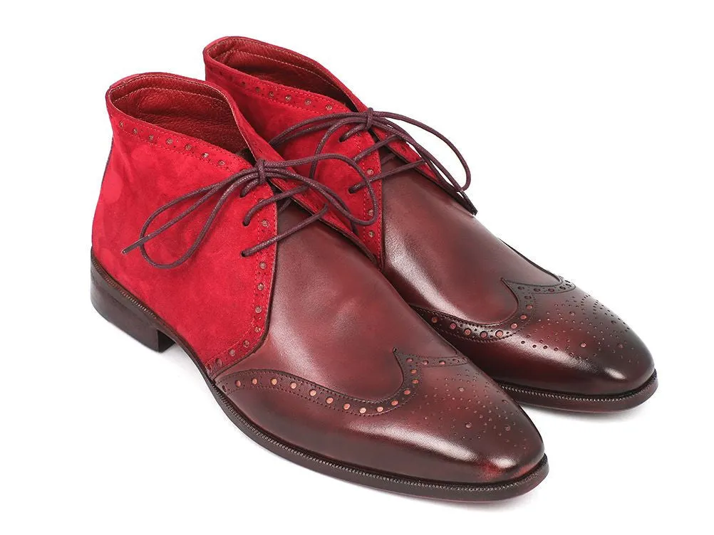 Paul Parkman Men's Suede & Leather Chukka Boots in Bordeaux