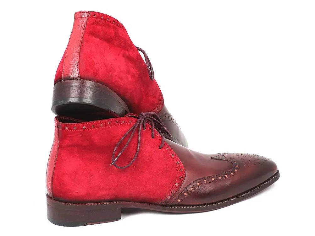 Paul Parkman Men's Suede & Leather Chukka Boots in Bordeaux