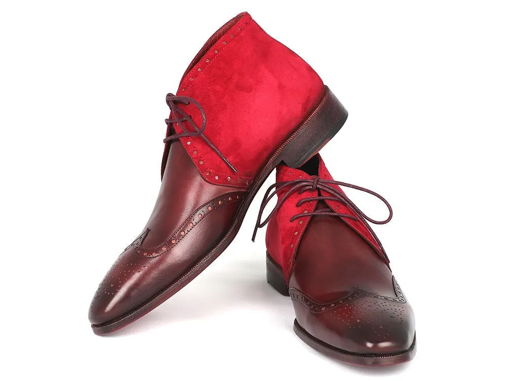 Paul Parkman Men's Suede & Leather Chukka Boots in Bordeaux