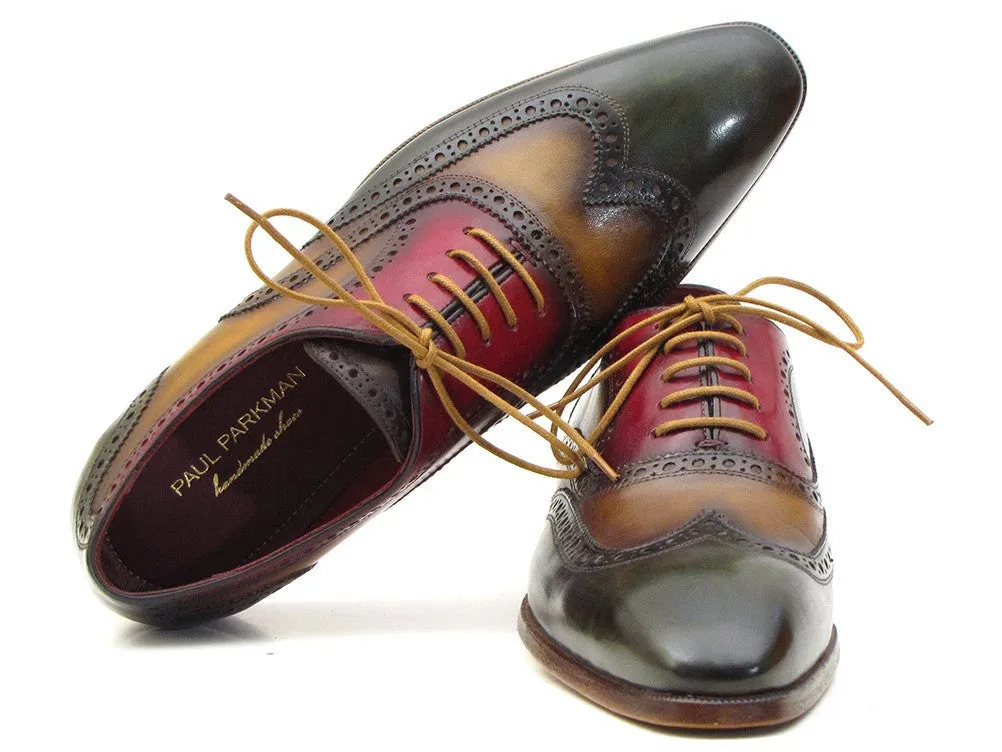 Paul Parkman Men's Wingtip Oxfords in Green, Camel & Bordeaux