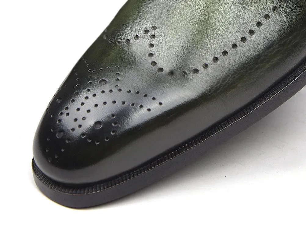 Paul Parkman Men's Wingtip Single Monkstraps in Green
