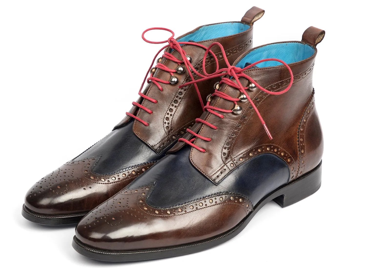 Paul Parkman Wingtip Ankle Boots, Dual Tone Brown & Blue