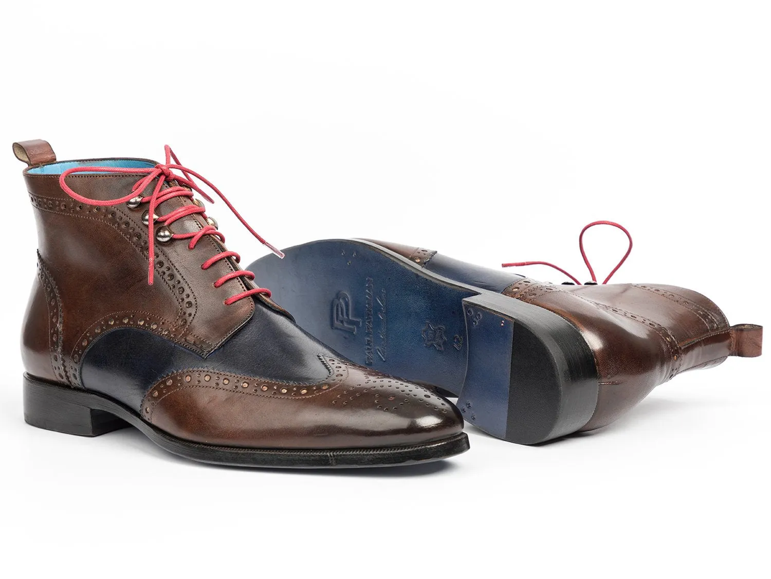 Paul Parkman Wingtip Ankle Boots, Dual Tone Brown & Blue