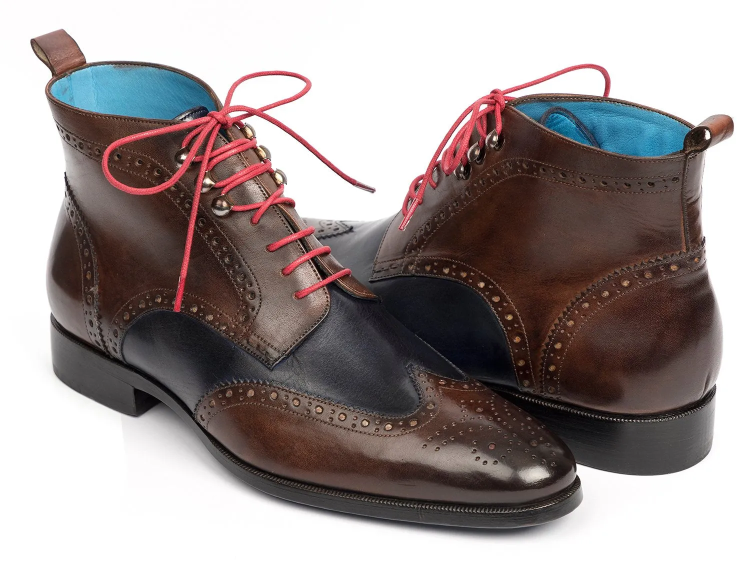 Paul Parkman Wingtip Ankle Boots, Dual Tone Brown & Blue