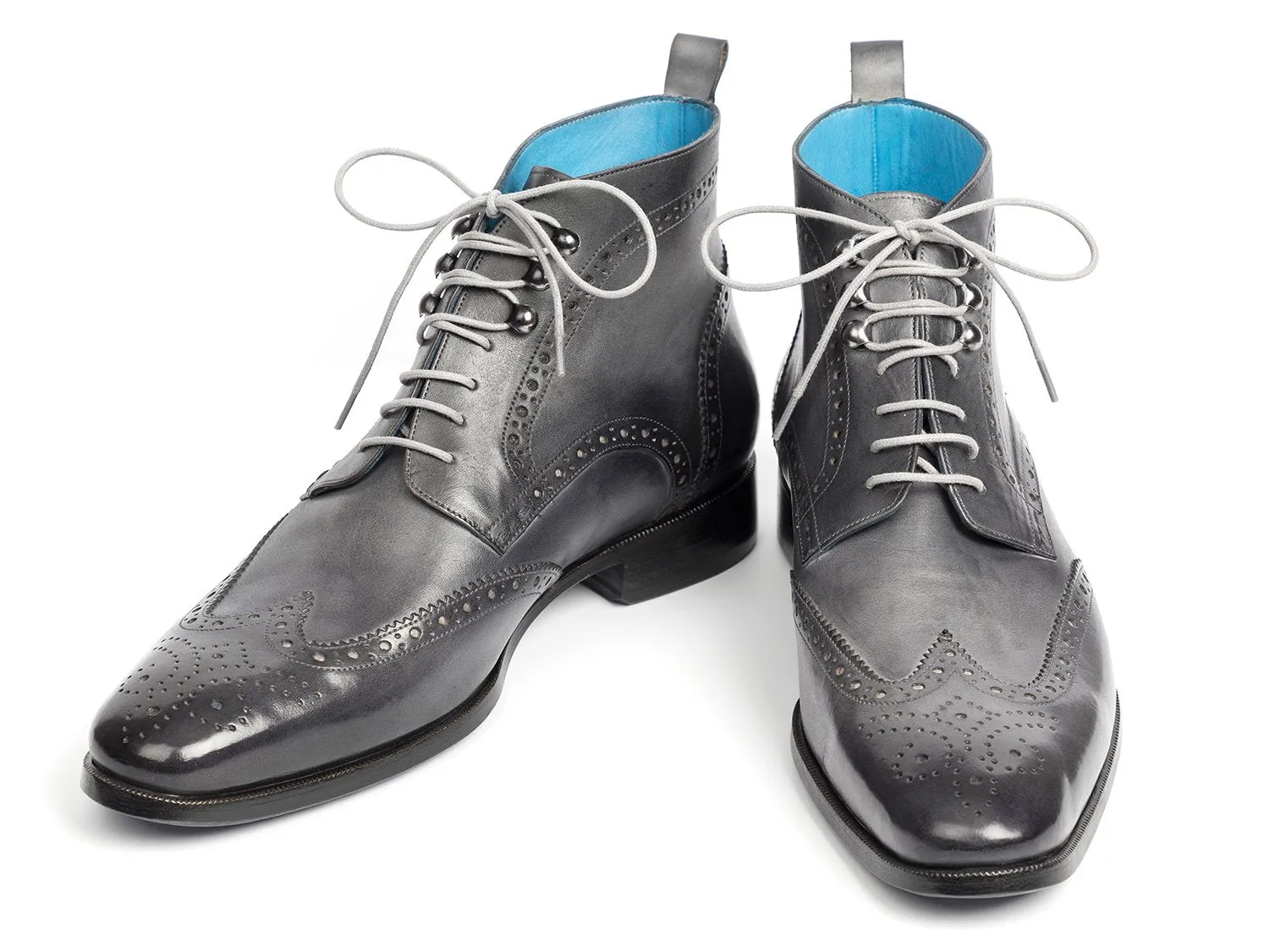 Paul Parkman Wingtip Ankle Boots, Gray Hand-Painted