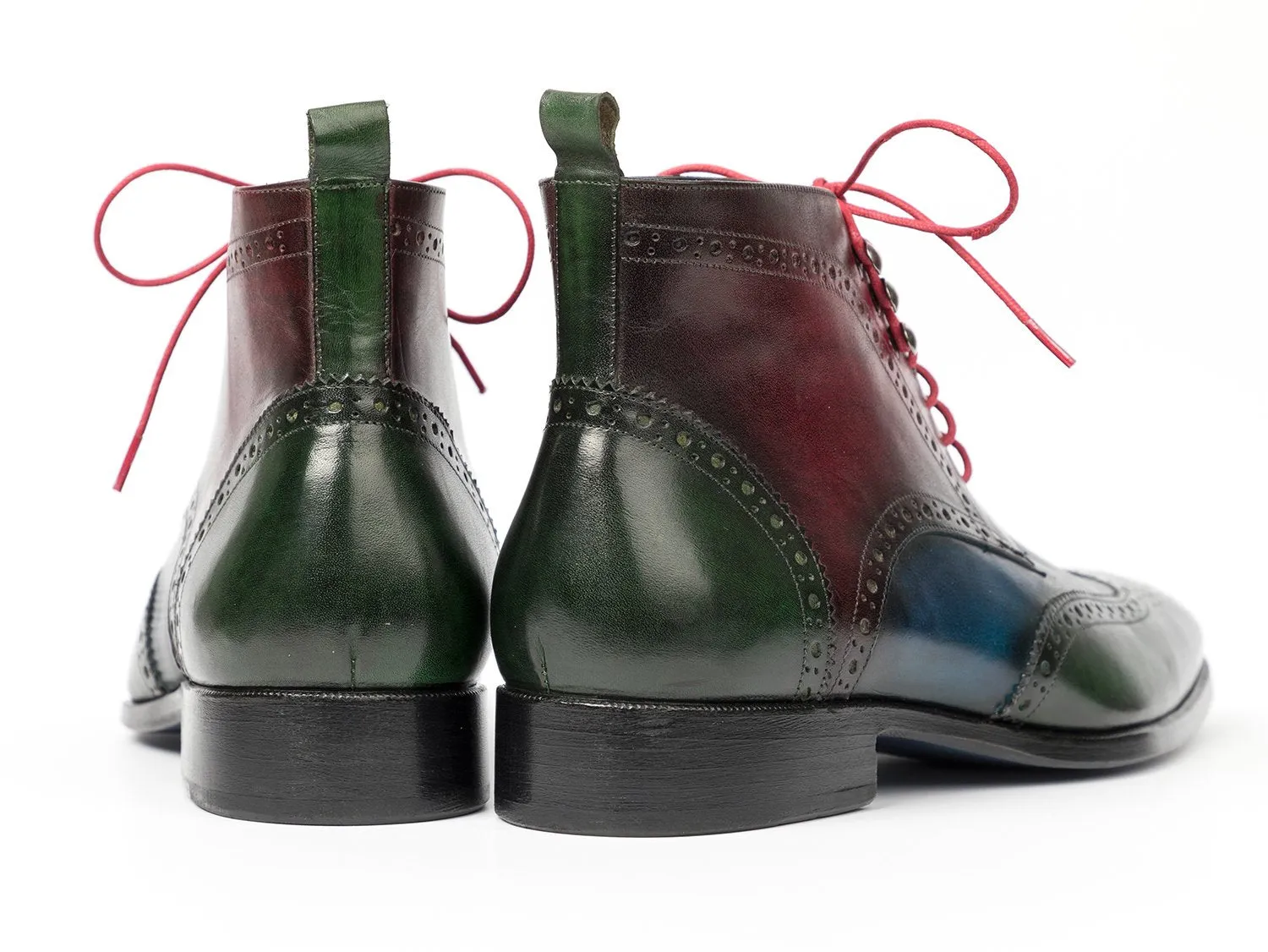 Paul Parkman Wingtip Ankle Boots, Three Tone Green Blue Bordeaux