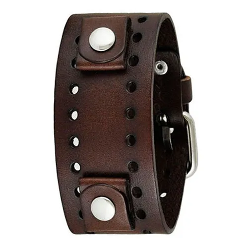 Perforated Dark Brown Leather Ladies Cuff