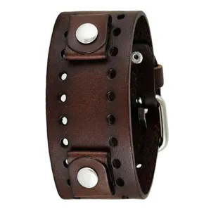 Perforated Dark Brown Leather Ladies Cuff