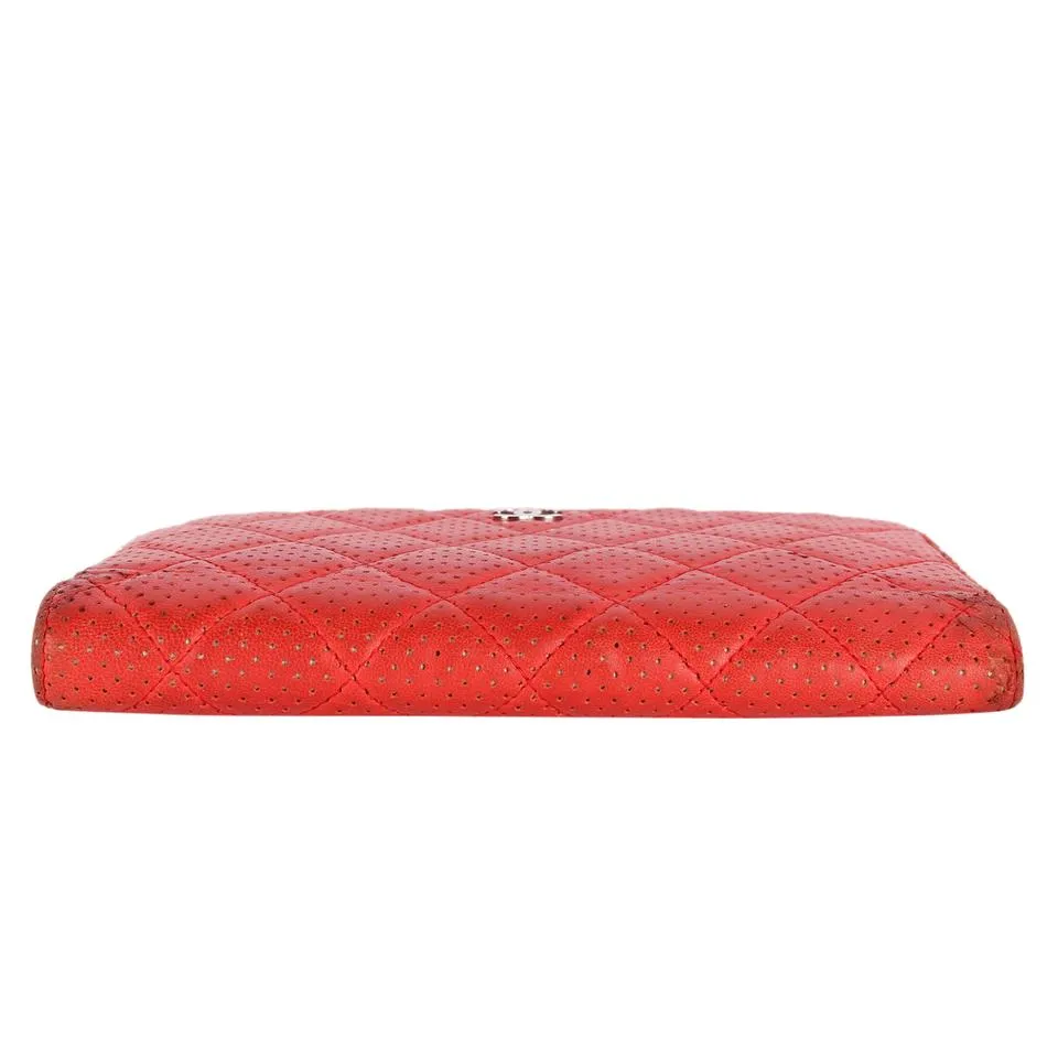 Perforated Lambskin Leather Wallet