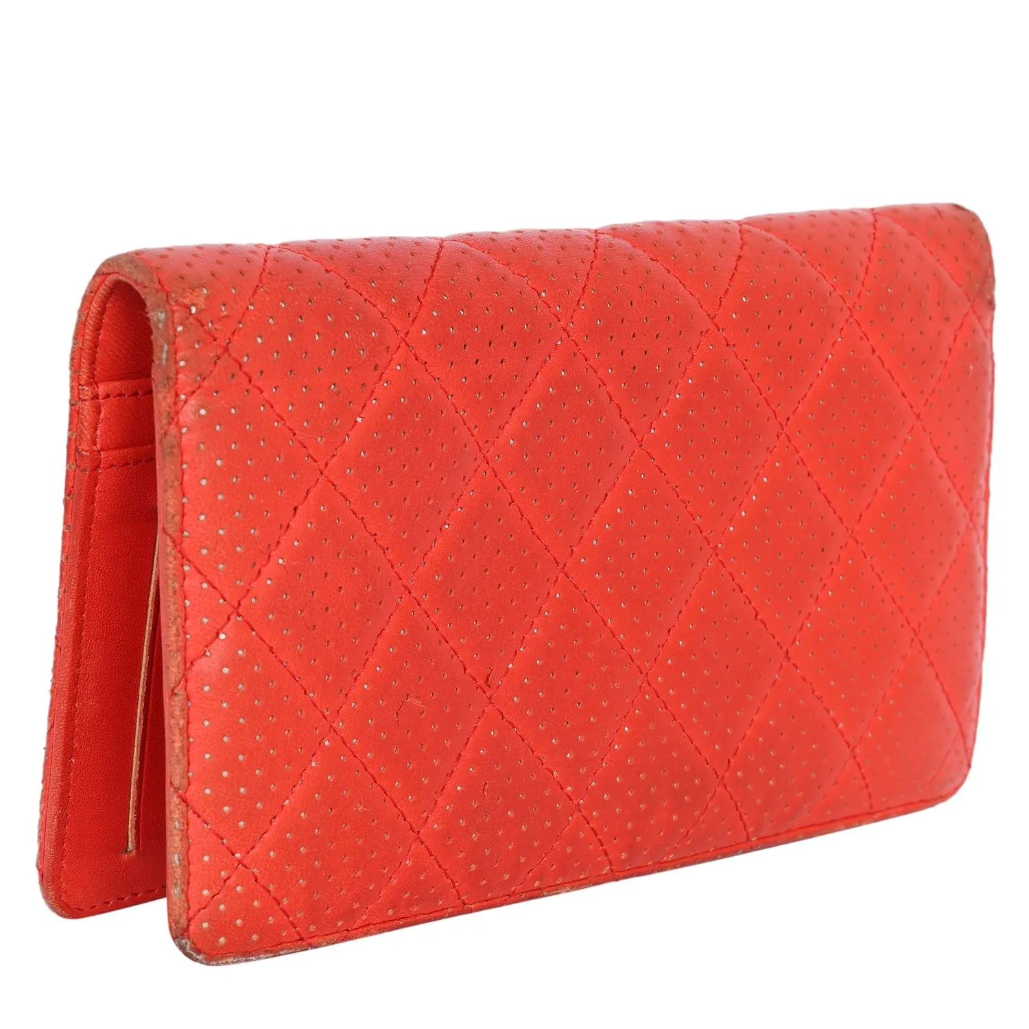 Perforated Lambskin Leather Wallet