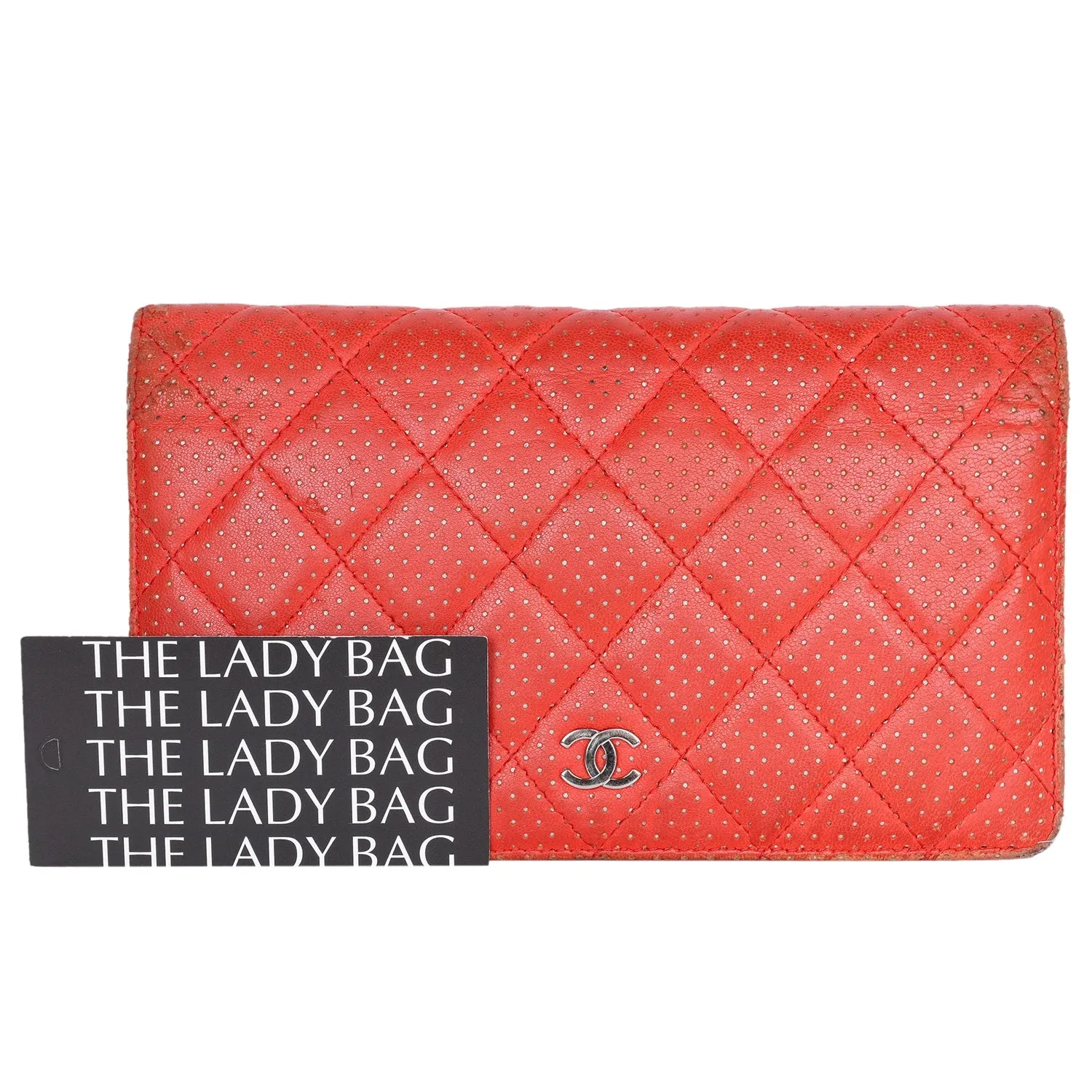Perforated Lambskin Leather Wallet