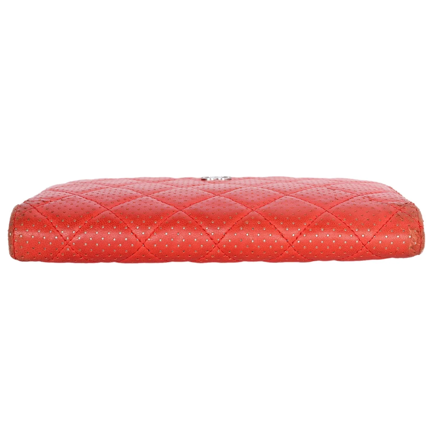 Perforated Lambskin Leather Wallet
