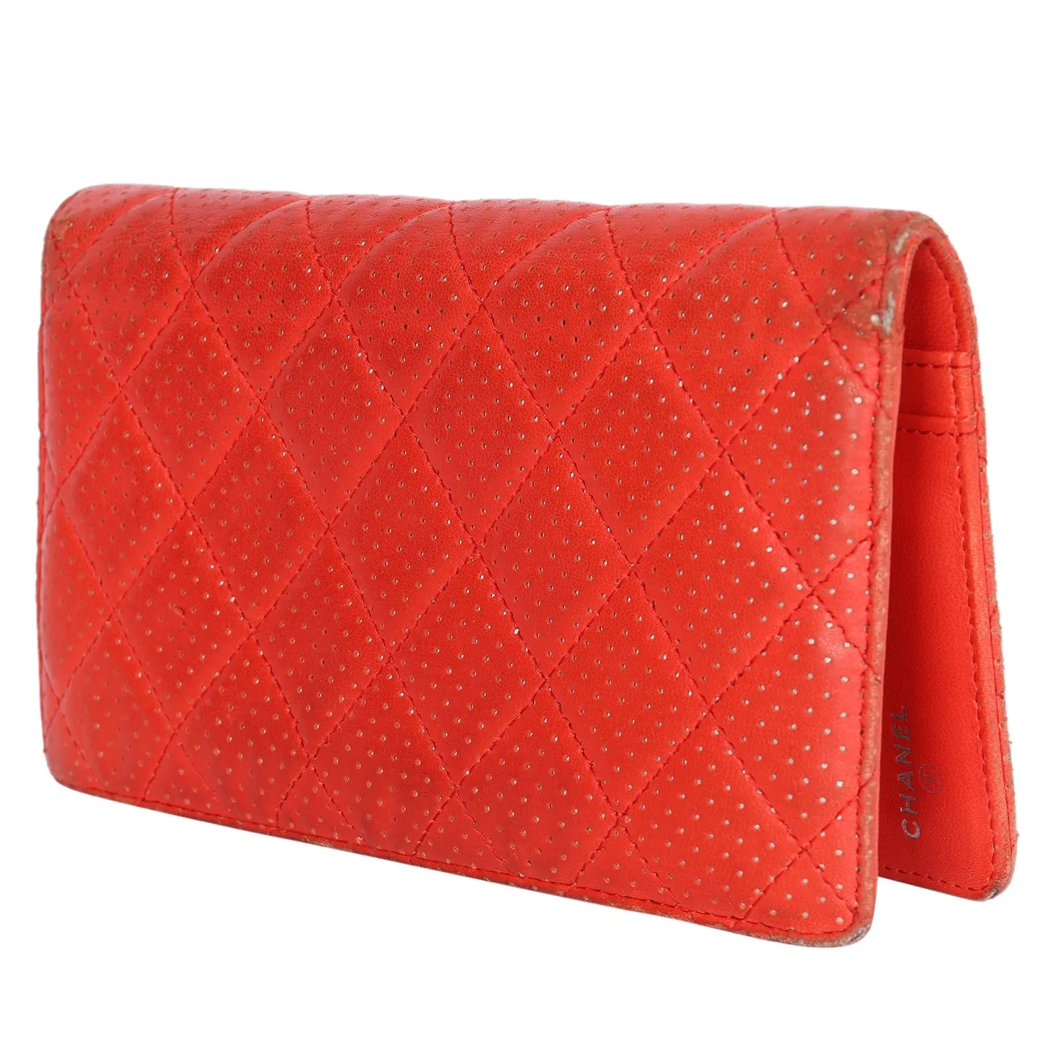 Perforated Lambskin Leather Wallet